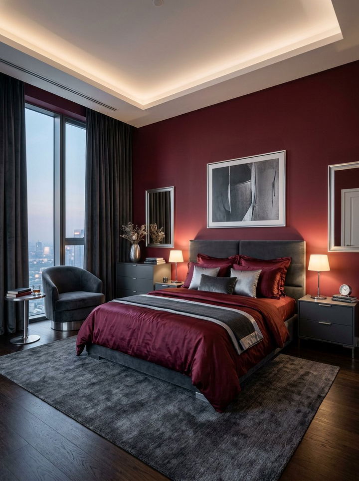 Wine Red Sophisticated Space - 30 rich color bedroom ideas