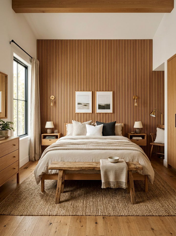 Wood Accent Bedroom - 30 townhouse bedroom ideas