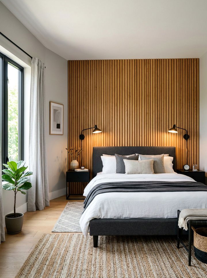 Wood Accent Wall Bedroom - 30 masculine bedroom ideas