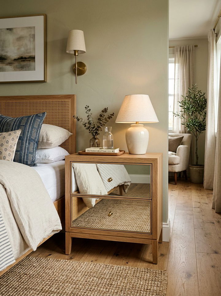 Wood And Mirrored Nightstand - 30 bedroom mirrored nightstands