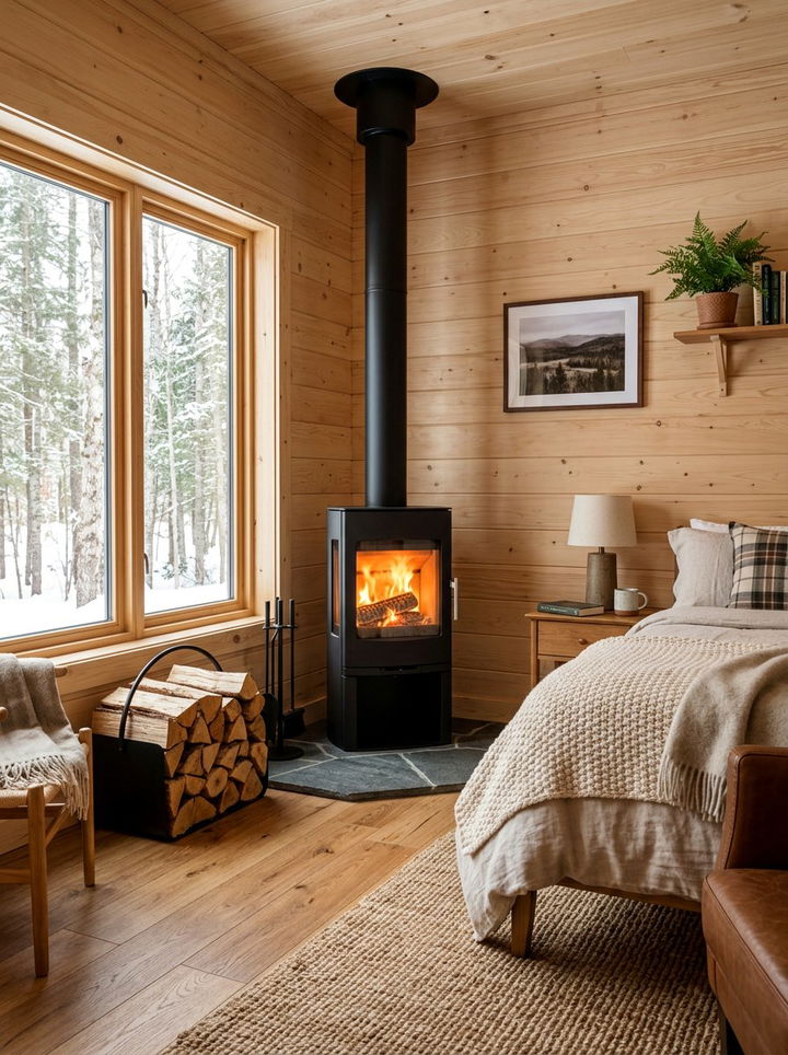 Wood Burning Stove - 30 Norwegian bedroom ideas
