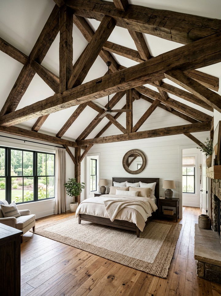Wood Ceiling Beams - 30 natural bedroom ideas