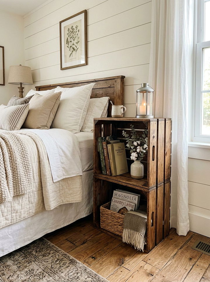 Wood Crate Bedroom Storage - 30 inexpensive bedroom ideas