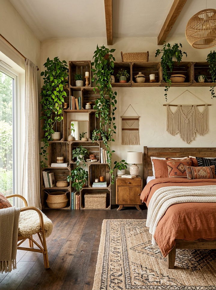 Wood Crate Shelving - 30 bedroom shelving ideas