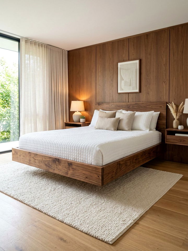 Wood Floating Bed - 30 bedroom floating bed ideas