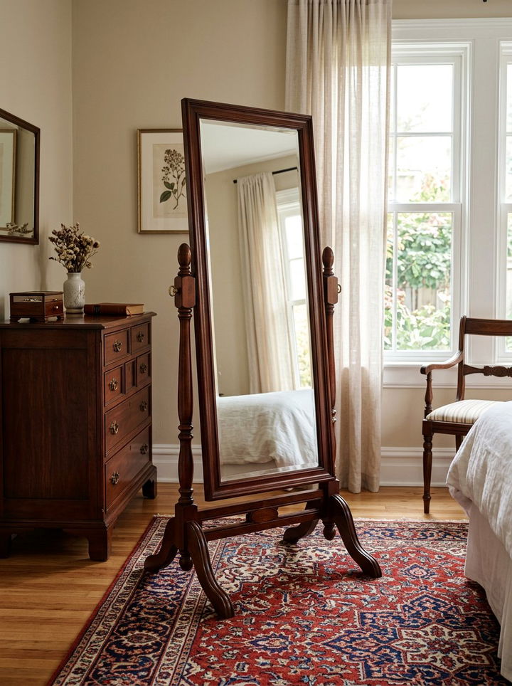 Wood Frame Pivoting Mirror - 30 bedroom floor mirrors