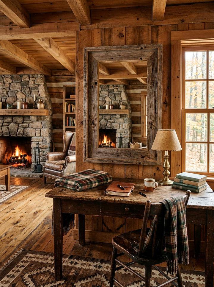 Wood Frame Rustic Mirror - 30 bedroom vanity mirrors