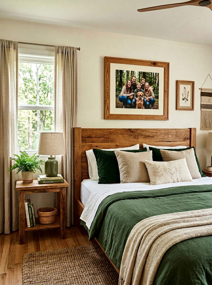 Wood Framed Family Photo Bedroom - 30 bedroom family photo ideas
