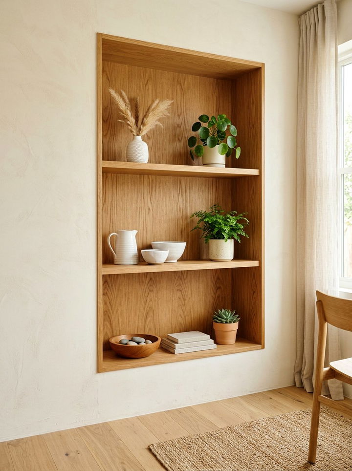 Wood Lined Recessed Niche - 30 bedroom wall niches