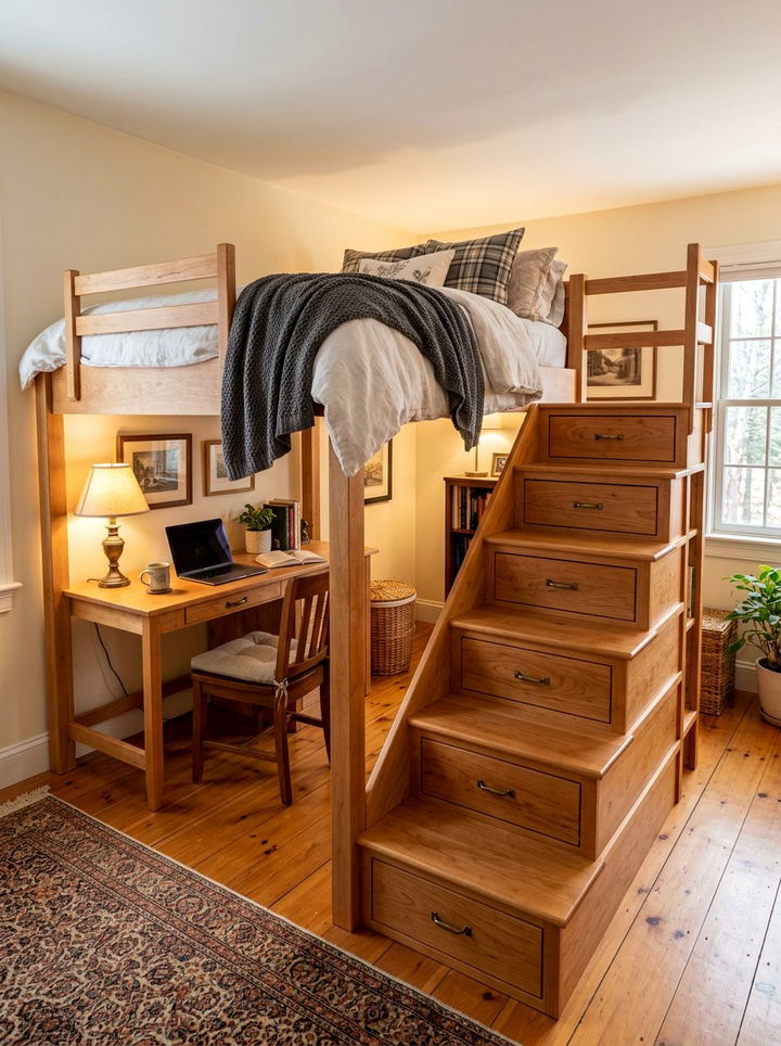 Wood Loft Bed With Stairs - 30 bedroom loft bed ideas