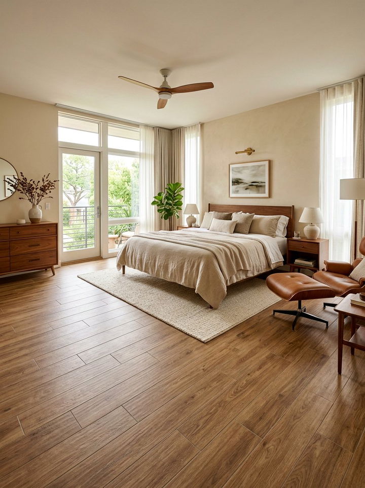 Wood Look Porcelain Tile - 30 bedroom tile designs