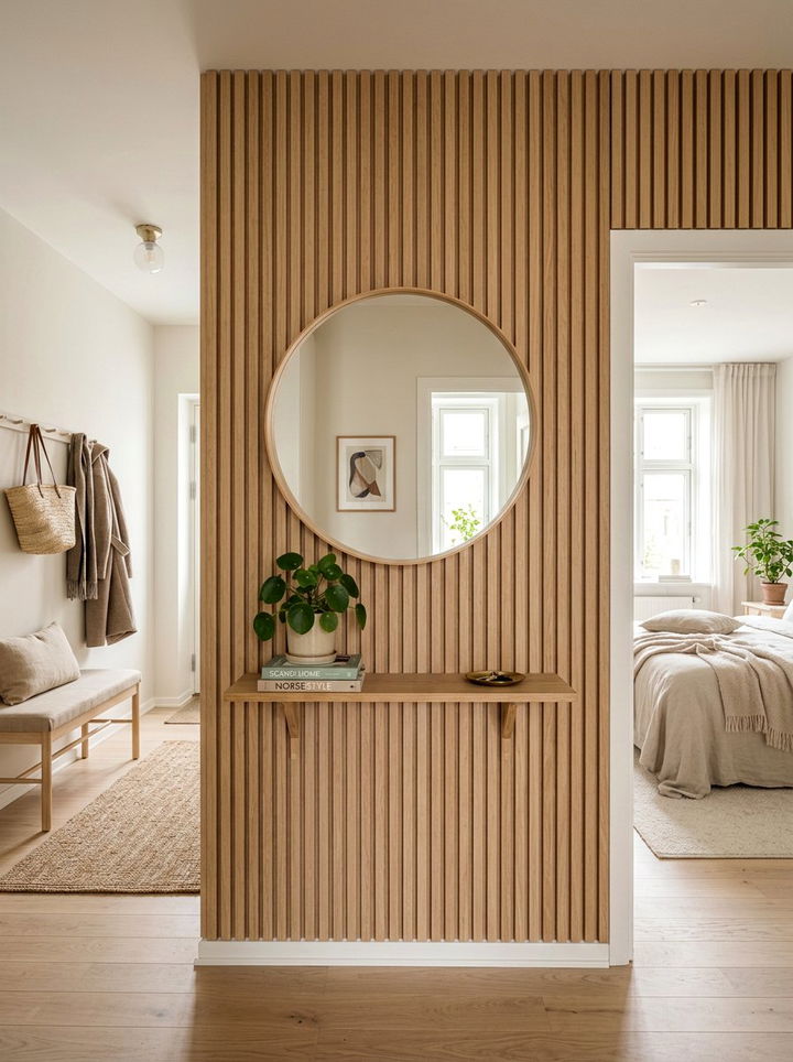 Wood Slat Wall - 30 bedroom entryway ideas