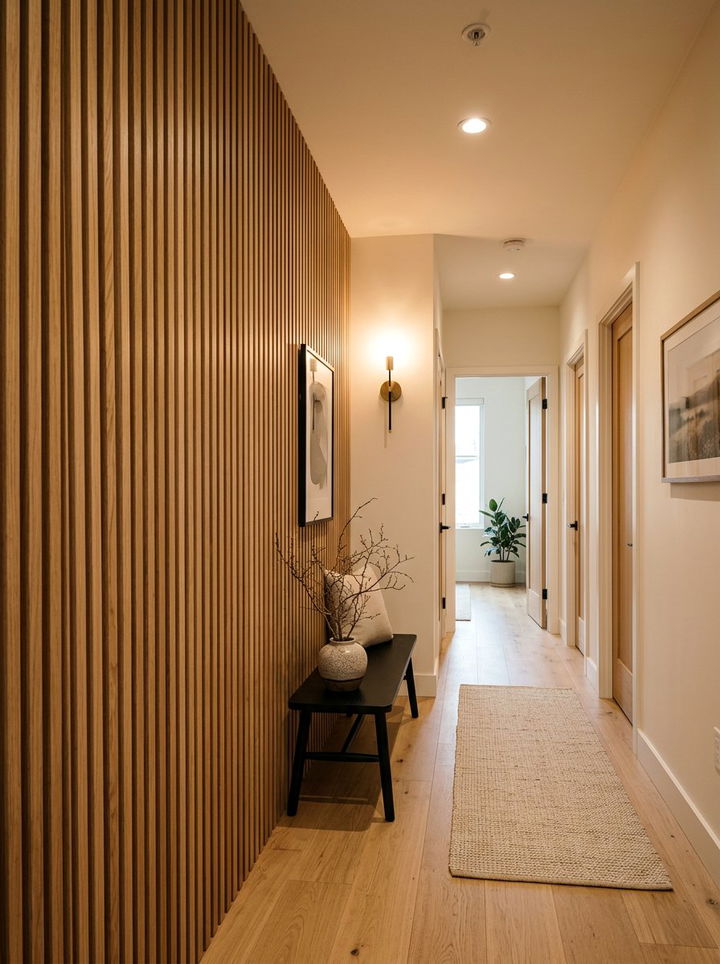 Wood Slat Wall - 30 bedroom hallway ideas