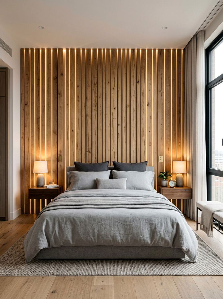 Wood Slat Wall Panels - 30 bedroom reclaimed wood furniture ideas