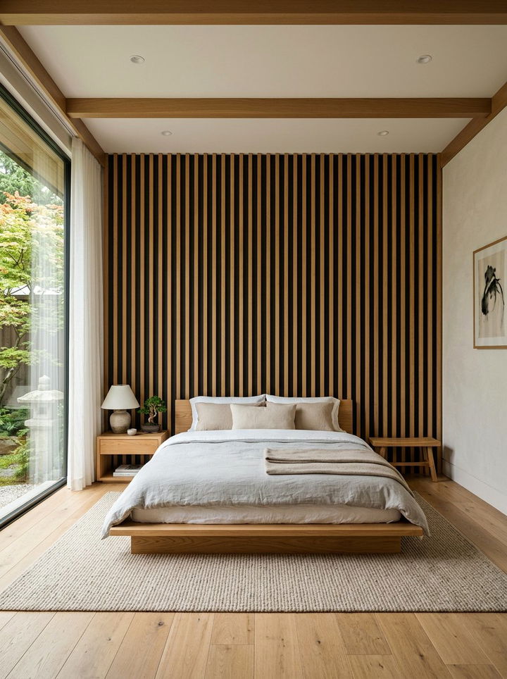 Wood Slat Wall - 30 bedroom enhancement ideas