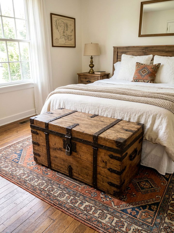 Wood Trunk Storage Chest - 30 bedroom reclaimed wood furniture ideas