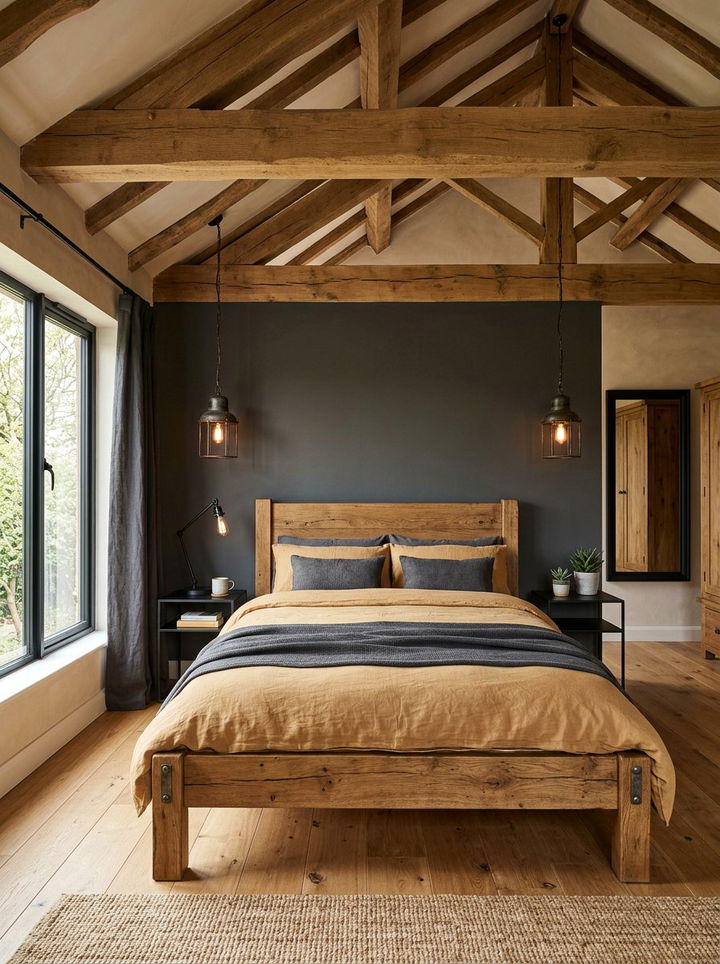 Wood and Metal Bedroom - 30 mixed material bedroom ideas