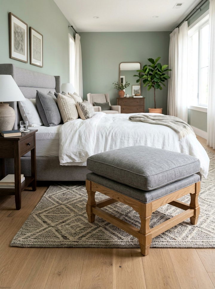 Wood base pouf - 30 bedroom poufs