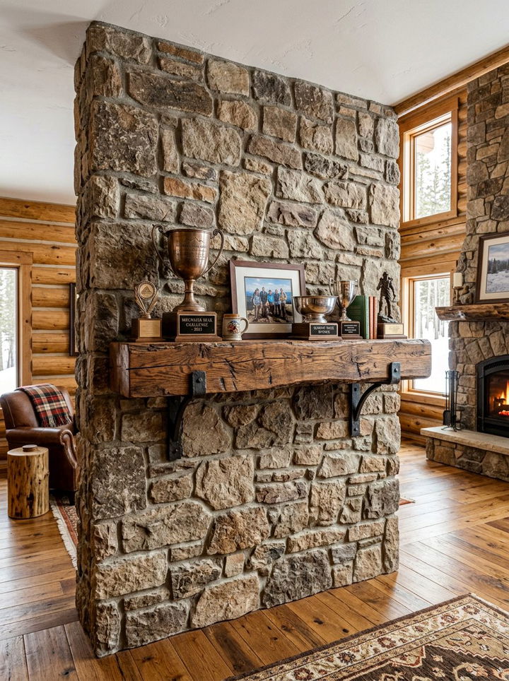 Wood beam shelf - 30 bedroom trophy display ideas