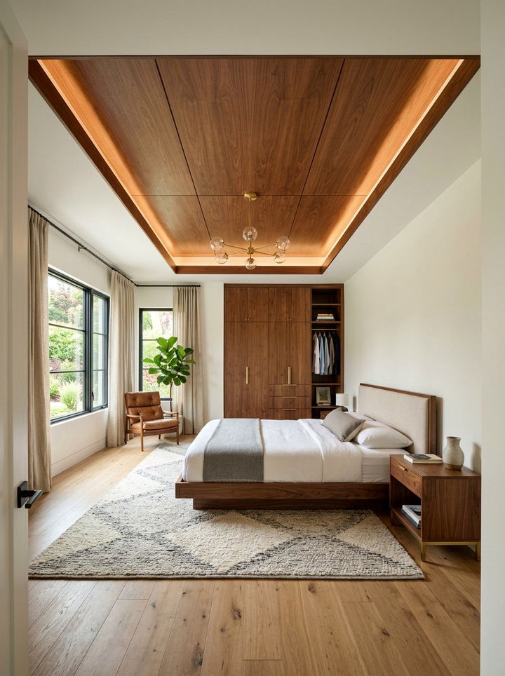 Wood paneling tray ceiling - 30 bedroom tray ceiling ideas