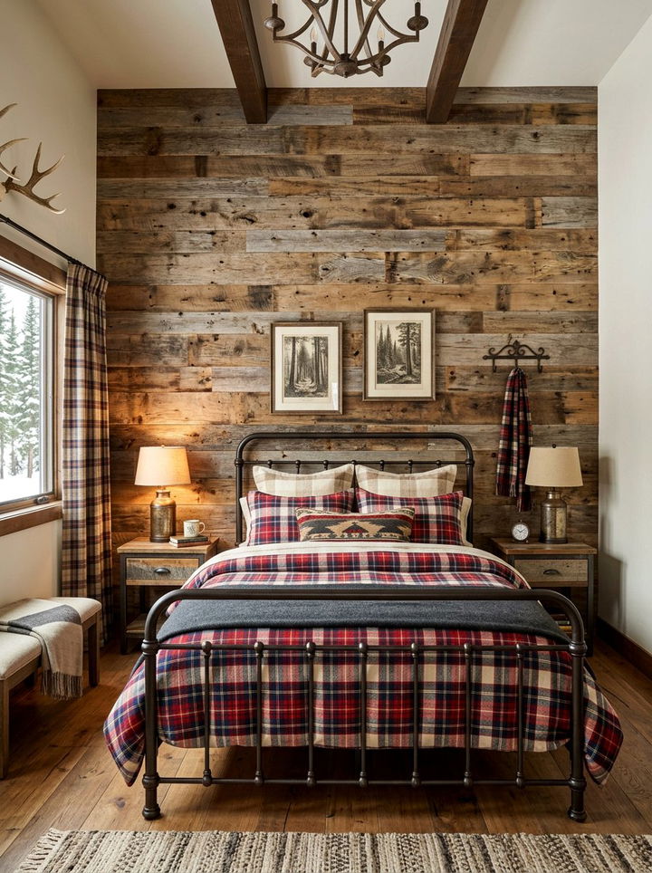 Wood plank accent wall - 30 explorer bedroom ideas