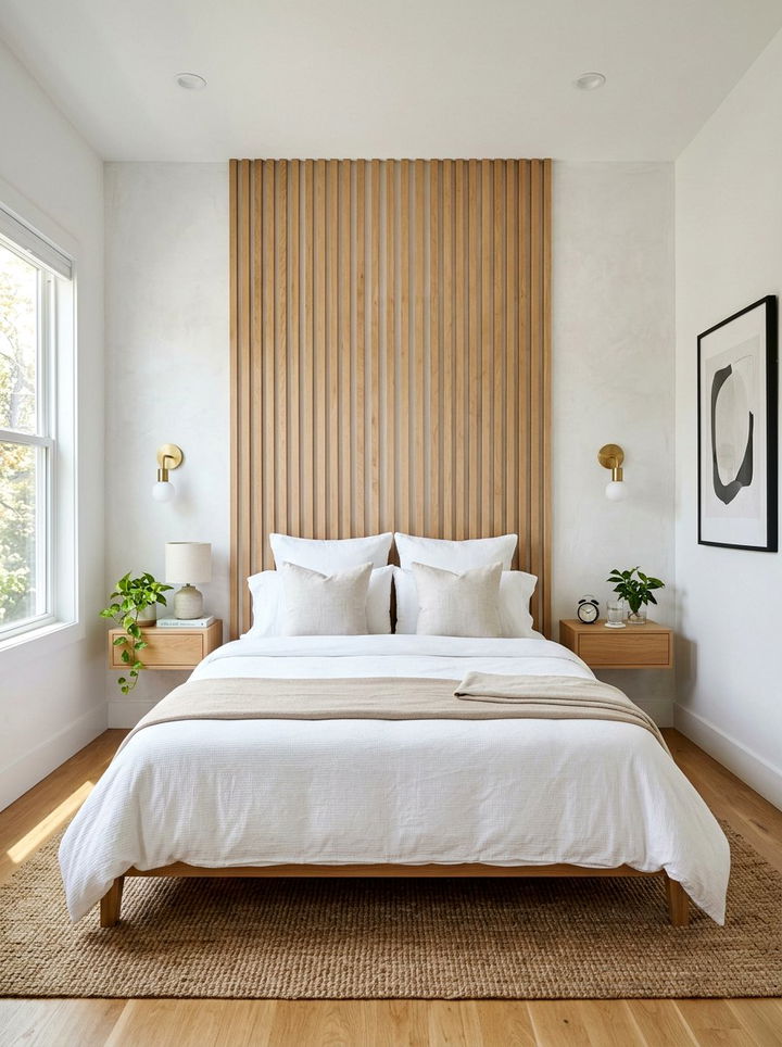 Wood slat headboard - 30 Danish bedroom ideas