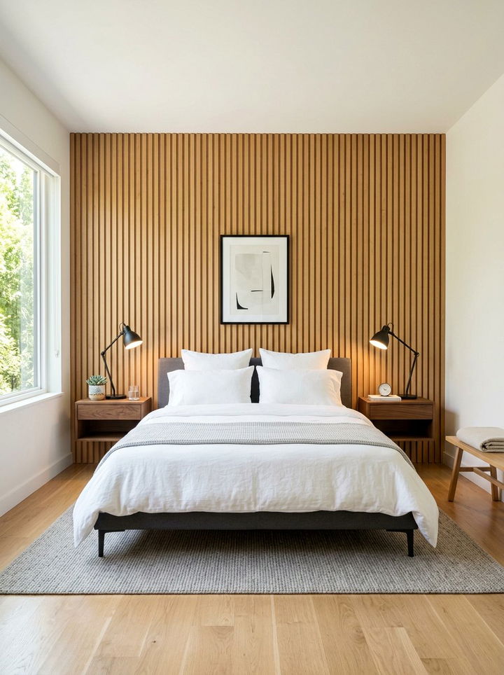 Wood slat wall bedroom - 30 bedroom update ideas