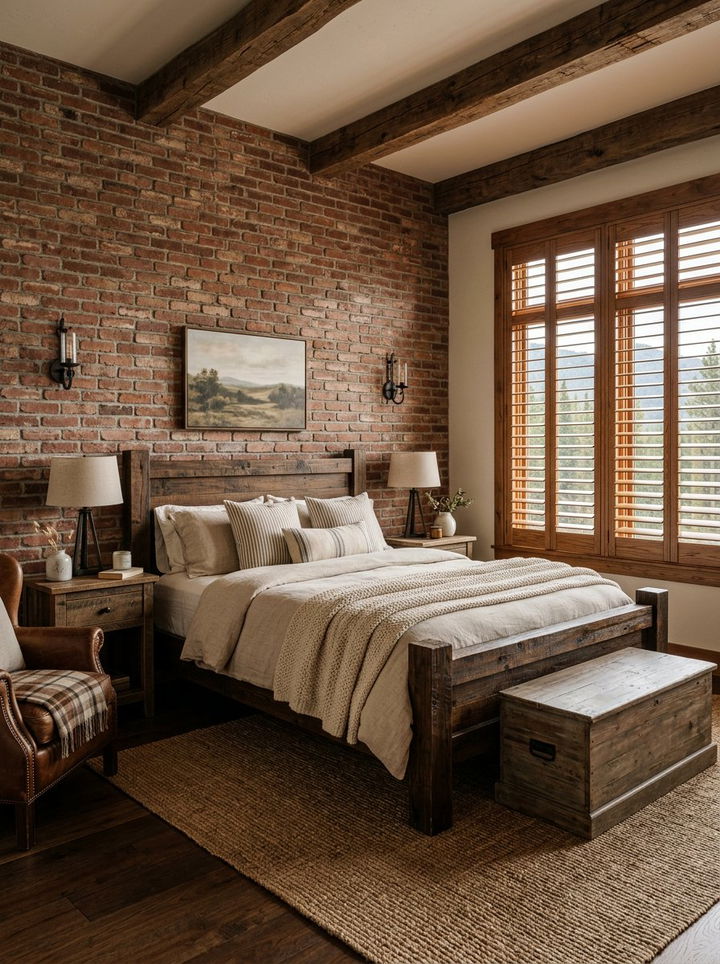 Wood stained bedroom shutters - 30 bedroom plantation shutters