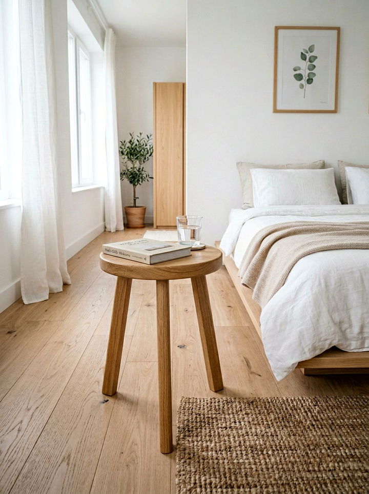 Wood stool side table - 30 cheap bedroom furniture ideas