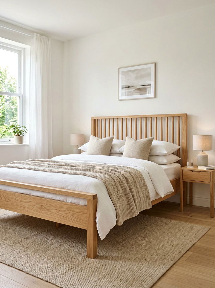 Wooden Bed Frame - 30 bohemian beige bedroom ideas