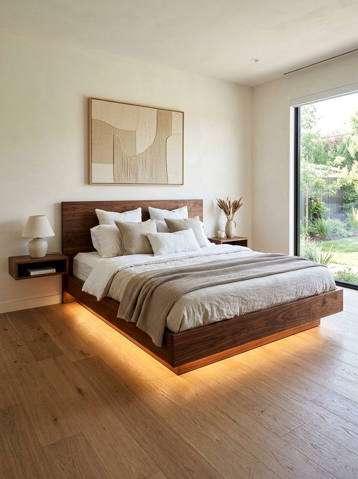 Wooden Floating Bed - 30 bedroom low profile beds