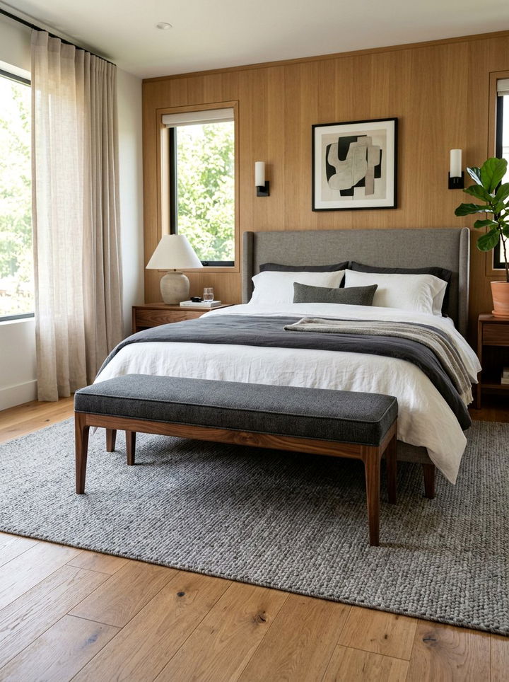 Wooden Leg Bedroom Bench - 30 bedroom upholstered benches