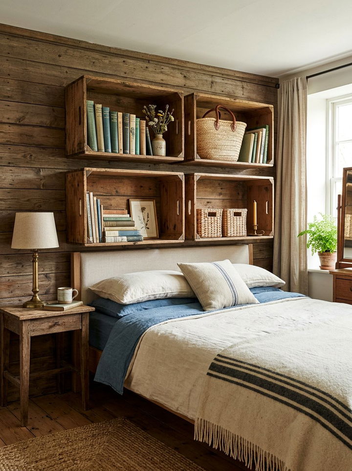 Wooden Wall Crates Bedroom - 30 bedroom wall storage ideas
