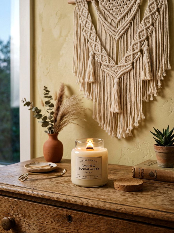 Wooden Wick Candle - 30 bedroom candle ideas