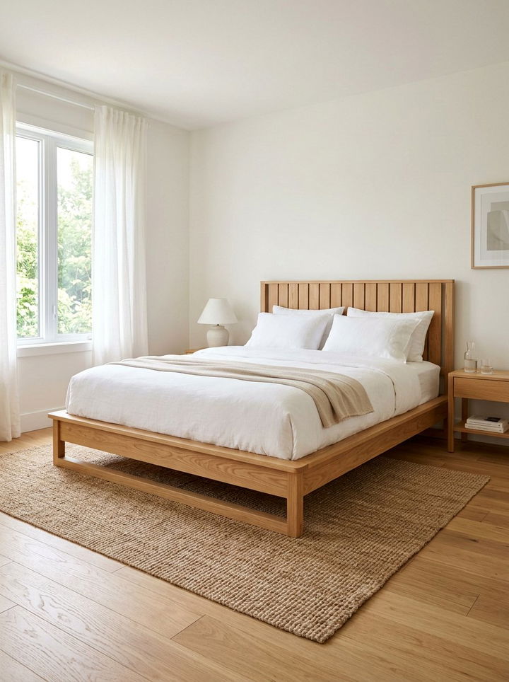 Wooden bed frame - 30 renter bedroom ideas