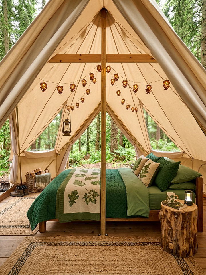Woodland Forest Tent - 30 camping bedroom ideas