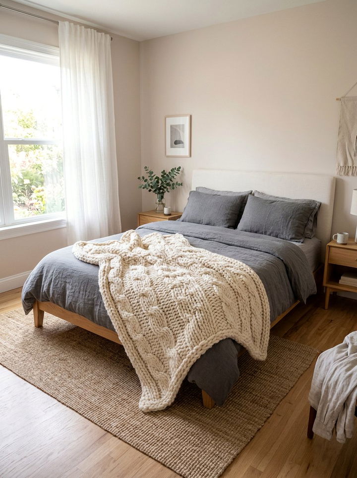 Wool Knit Blanket - 30 Norwegian bedroom ideas