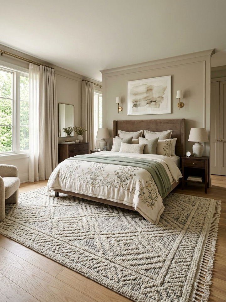 Wool Rug - 30 soft texture bedroom ideas