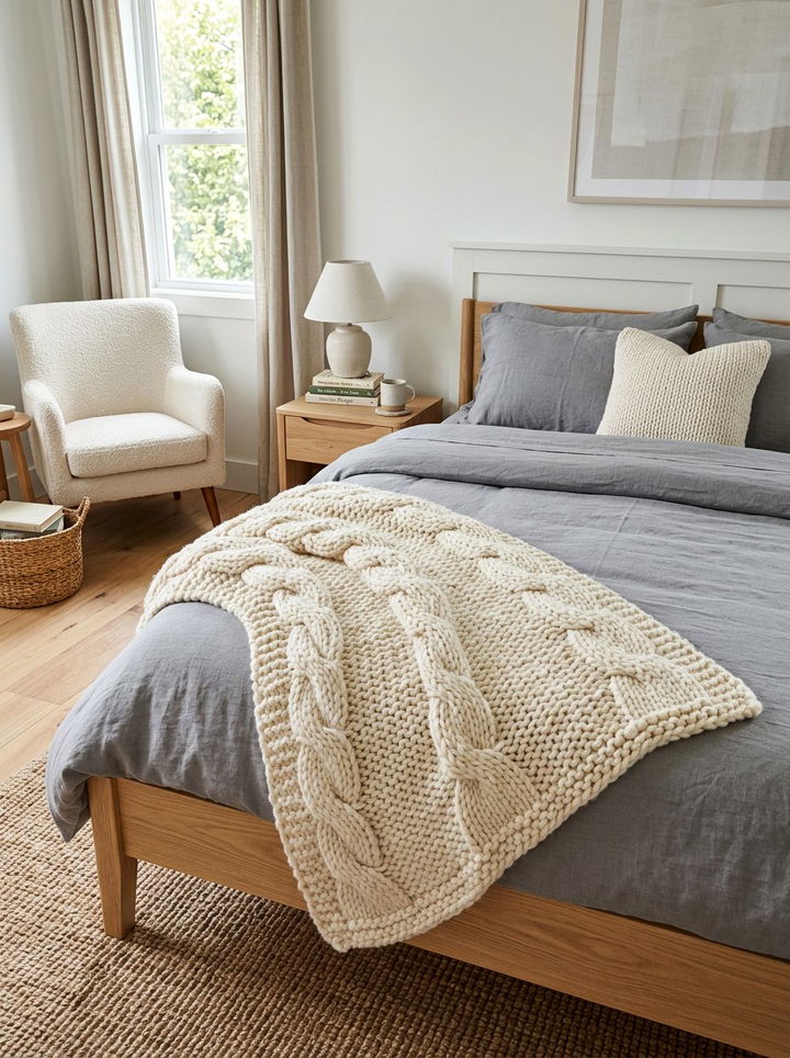 Wool Throw Blanket - 30 scandinavian bedroom ideas