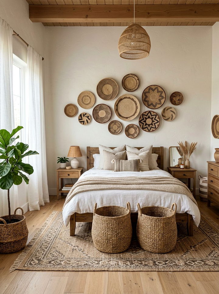 Woven Basket Bedroom - 30 earthy bedroom ideas