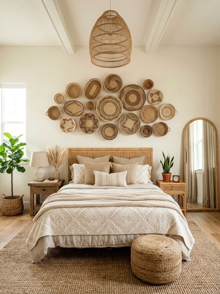 Woven Basket Wall Decor - 30 bedroom wall decor ideas