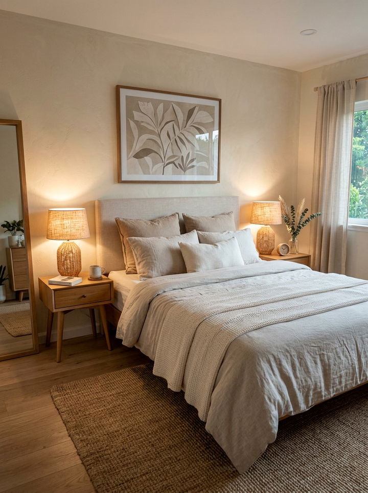 Woven Bedside Lamp - 30 rattan bedroom ideas