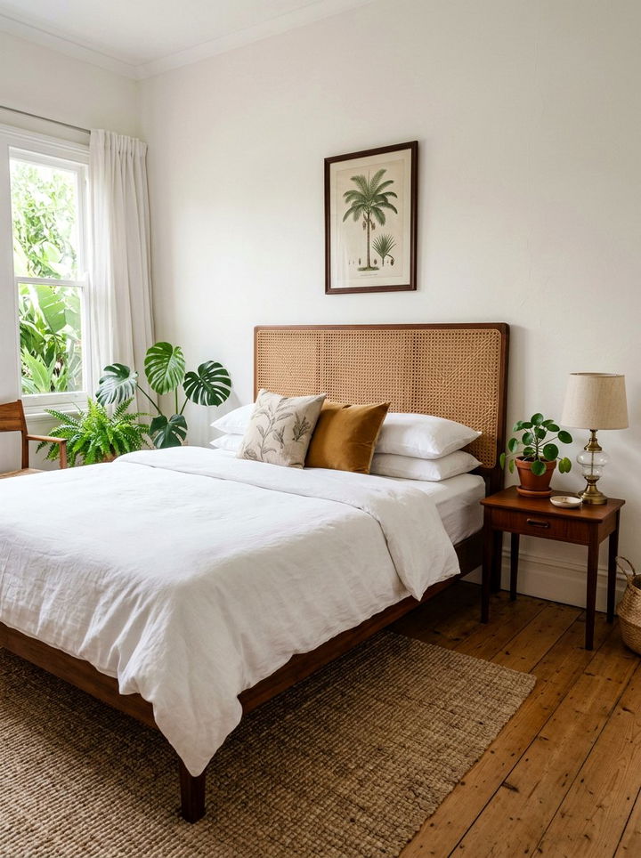 Woven Cane Headboard - 30 British colonial bedroom ideas