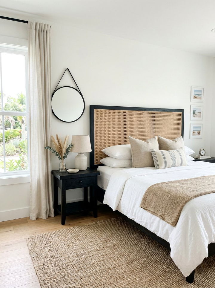 Woven Cane Headboard - 30 DIY bedroom ideas