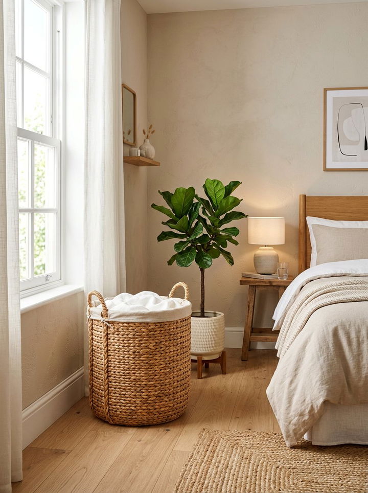Woven Laundry Basket - 30 rattan bedroom ideas