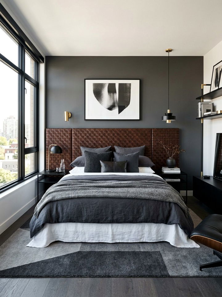 Woven Leather Headboard Bedroom - 30 bedroom DIY headboard ideas