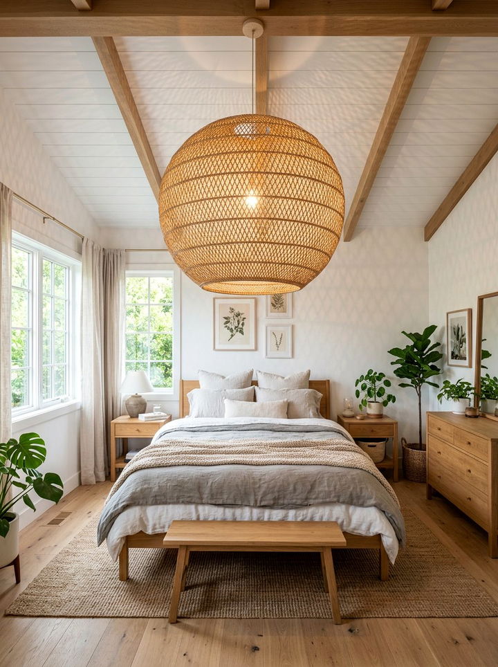 Woven Pendant Light - 30 woven bedroom ideas