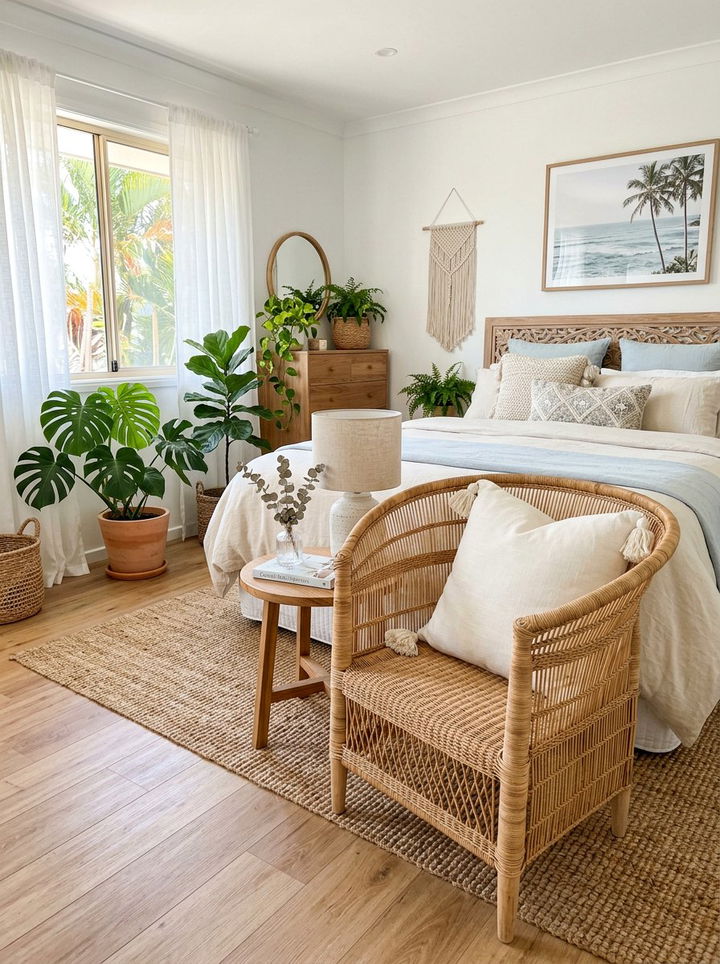Woven Rattan Chair - 30 bedroom seating arrangements ideas