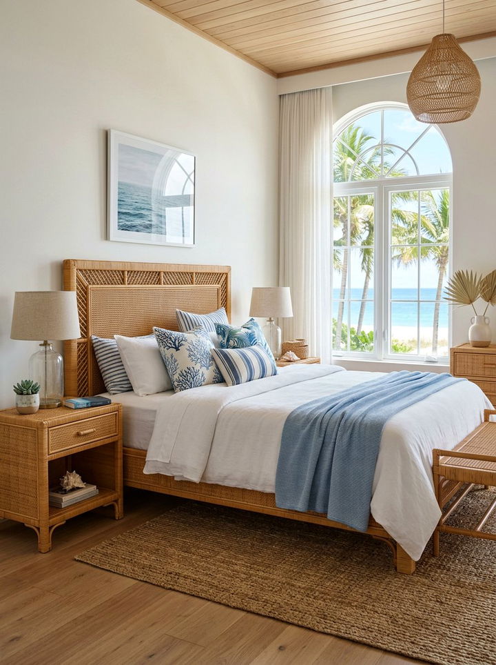 Woven Rattan Furniture - 30 nautical bedroom ideas
