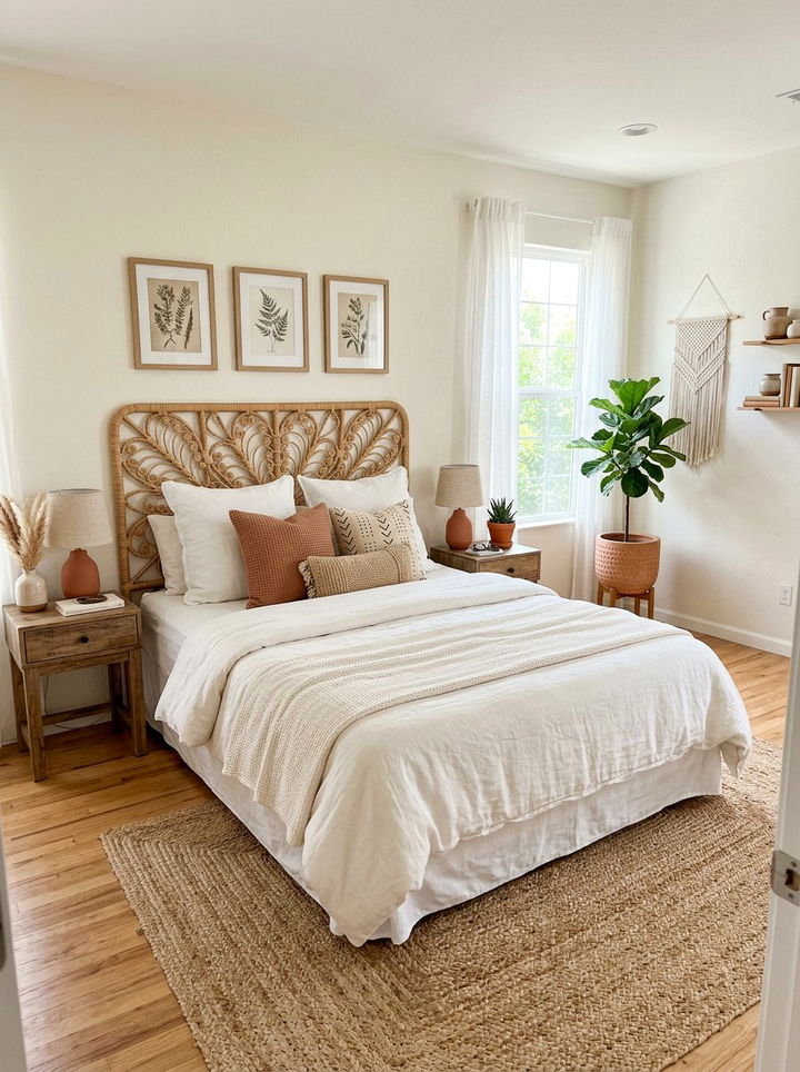 Woven Rattan Headboard - 30 handmade bedroom ideas